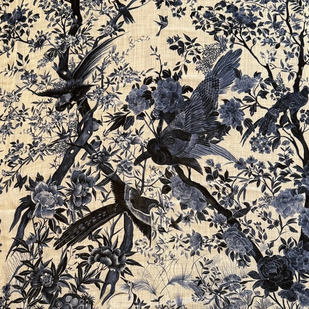 Dior Lightweight Blue and White Floral Scarf